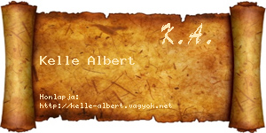 Kelle Albert névjegykártya